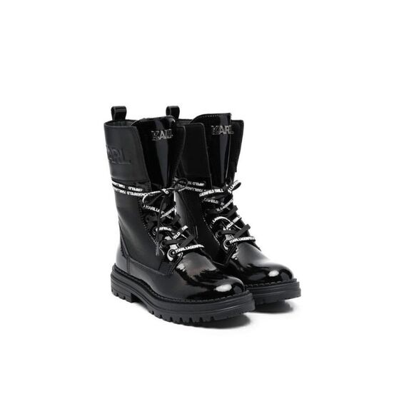 Karl Lagerfeld kids lace-up leather boot US size 2/CM21/UK1/EUR33 - Picture 2 of 12